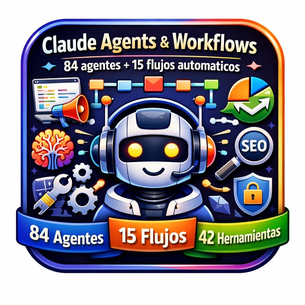 Claude Agents & Workflows — 84 agentes + 15 flujos automáticos